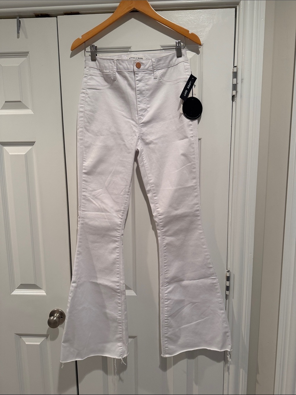 Articles Of Society White High-Rise Flare Jeans